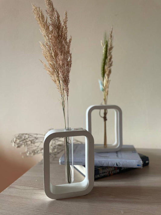 Rectangular Tube Vase — Modern Minimal Gypsum Design