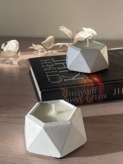 Hexagon Soy Candle – Geometric Gypsum Jar