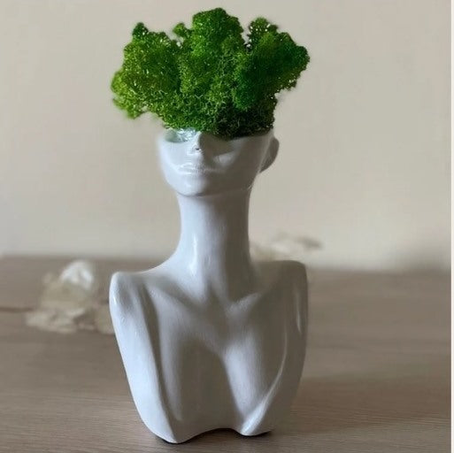 Bust Planter – Minimalist Gypsum Sculpture Pot
