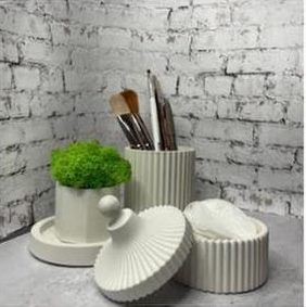 Minimal gypsum Cosmetic Organizer Set 1