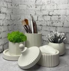 Minimal gypsum Cosmetic Organizer Set 2